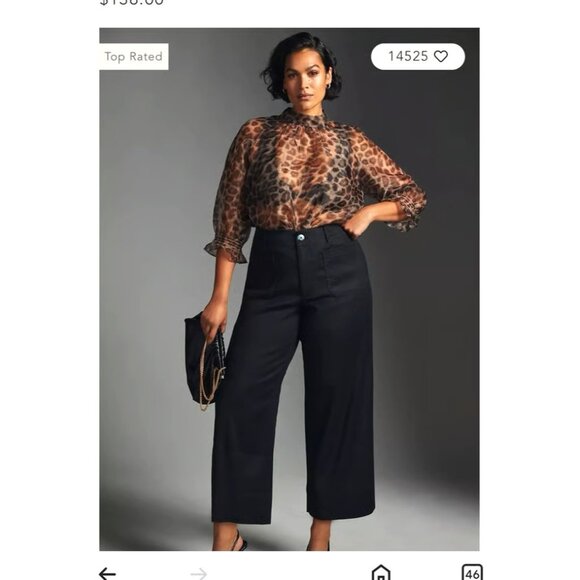 The Colette Cropped Black Classic Wide Leg Pants: Linen Edition Navy Blue 26W - Picture 1 of 1